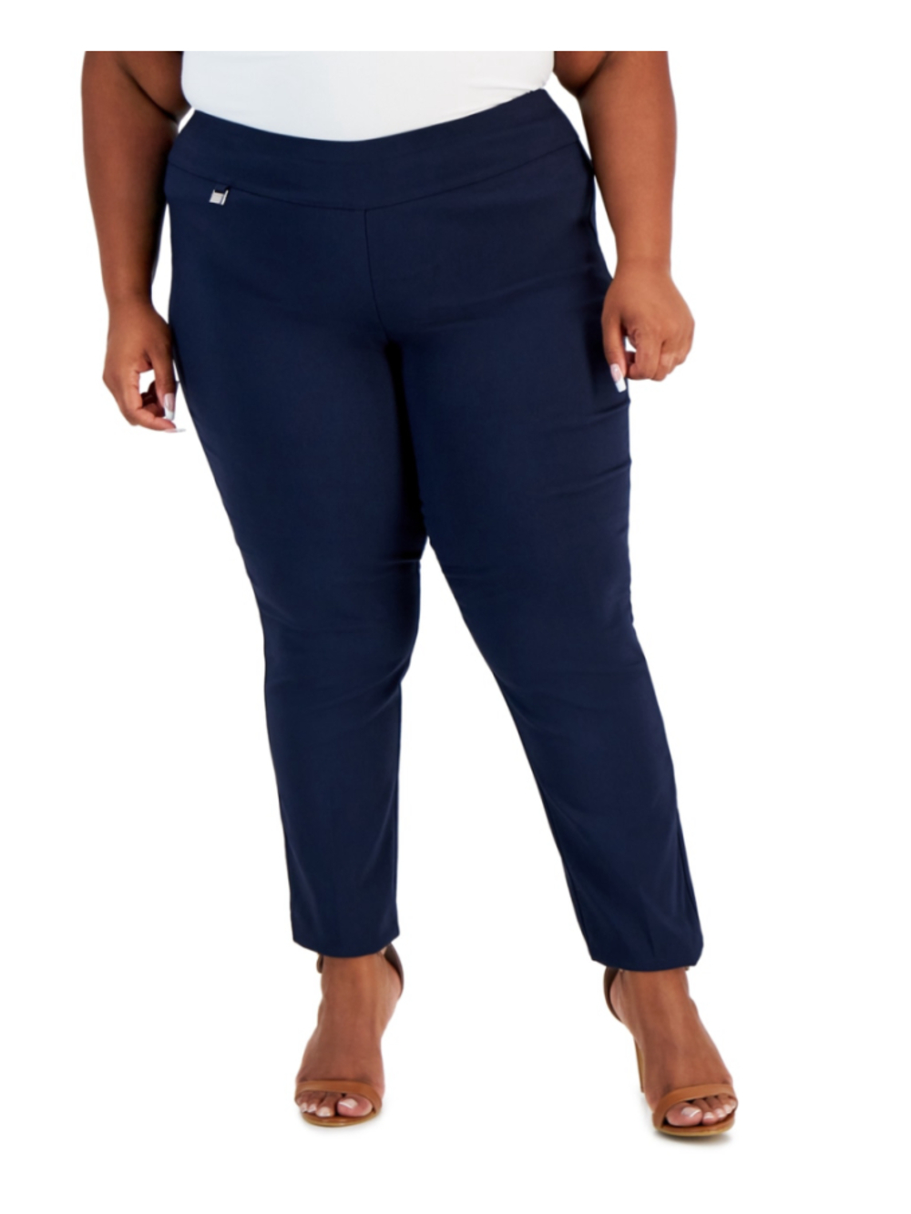 Alfani 16W Petite Skinny Tummy Control Navy Pull-On Dress Pants NWT